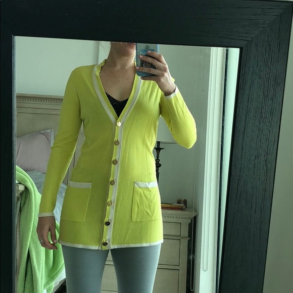 Magaschoni sz sm silk/cashmer green/yellow sweater - Picture 4 of 4